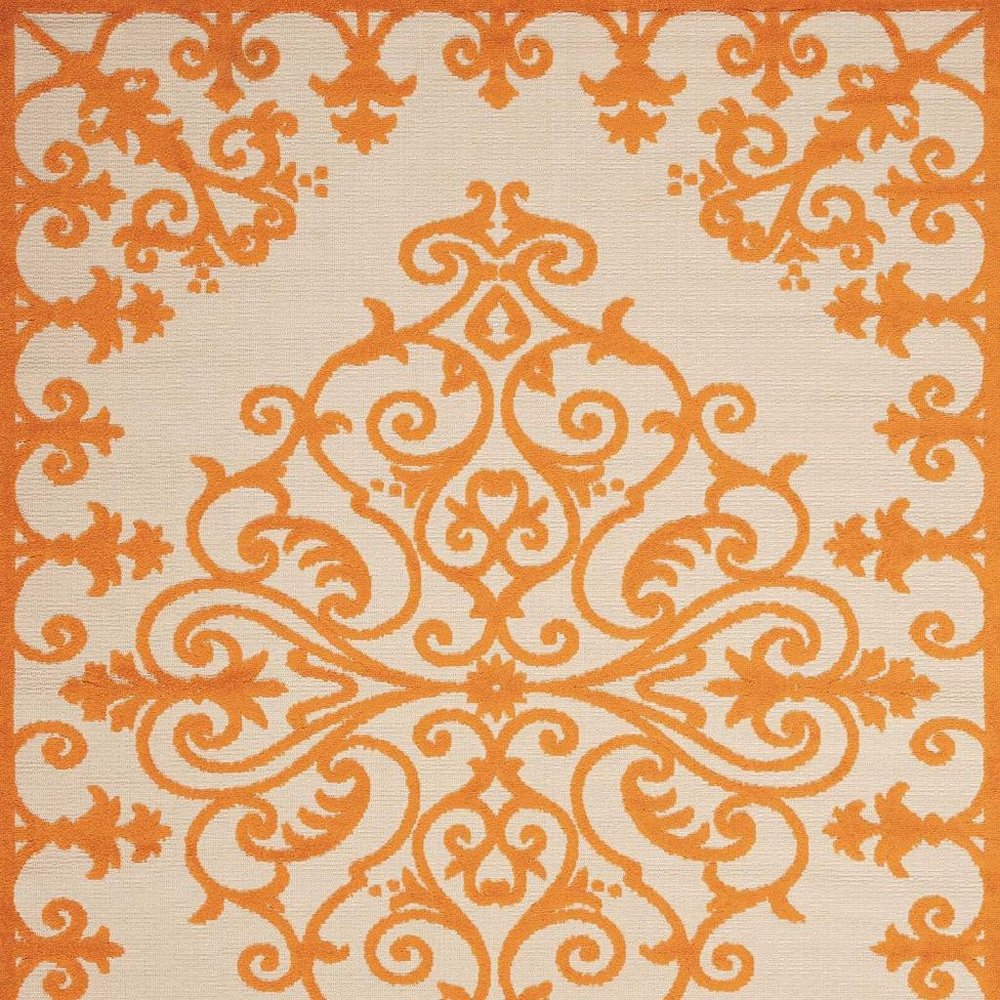 3' X 4' Green Damask Indoor Outdoor Area Rug