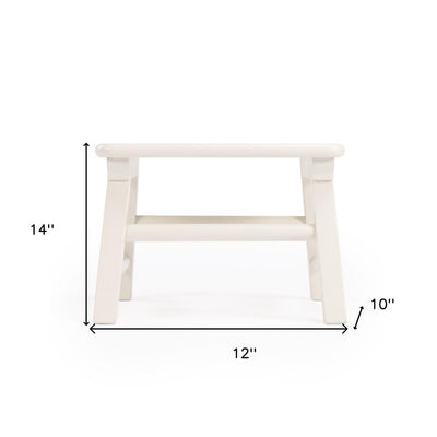 10" White Solid Wood Step Stool