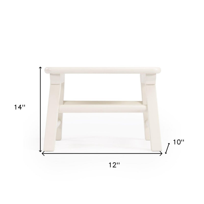 10" White Solid Wood Step Stool