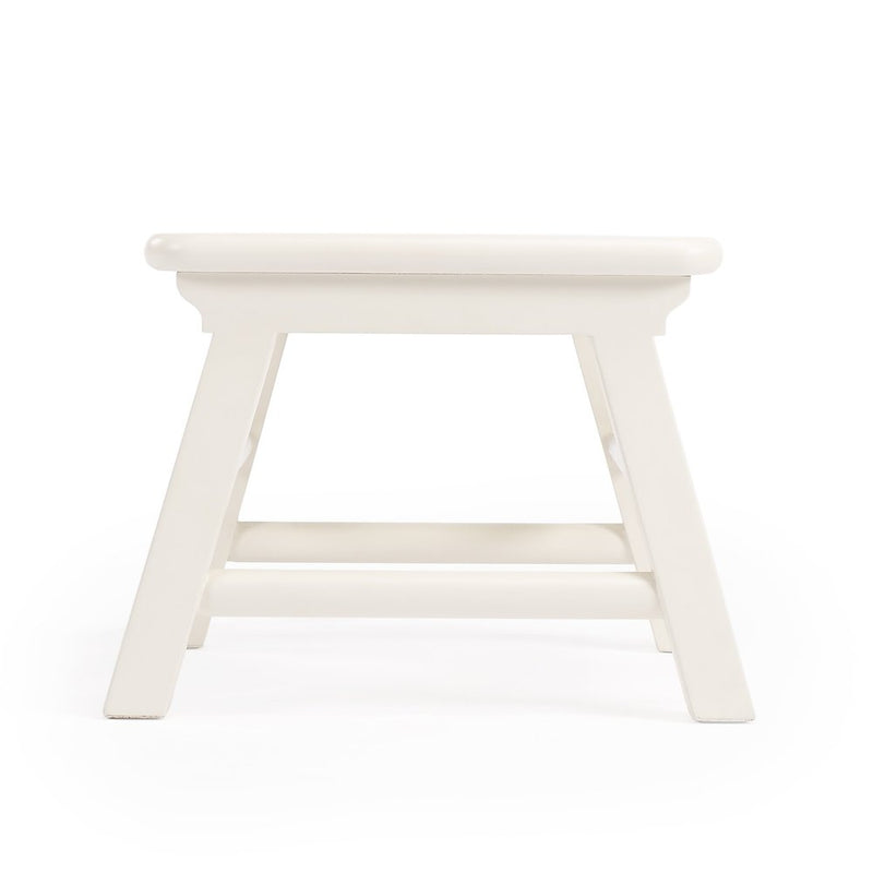 10" White Solid Wood Step Stool