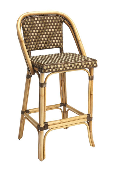 28" Brown Rattan Counter Height Bar Chair