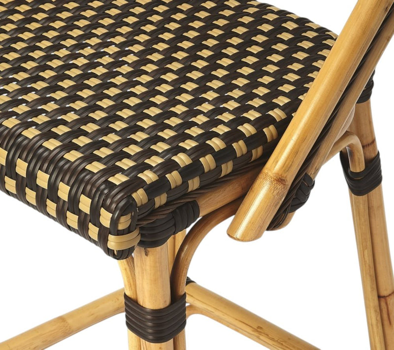 26" Brown and Natural Rattan Counter Height Bar Chair