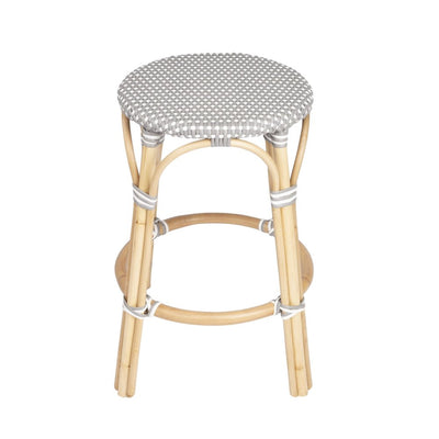 24" Natural Gray And Heavy Duty Plastic and Rattan Backless Counter Height Bar Chair