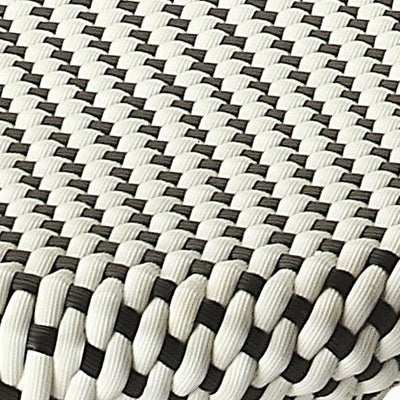 24" Black and White and Natural Heavy Duty Plastic and Rattan Backless Counter Height Bar Chair