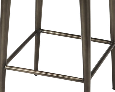 32" Brown and Gray Manufactured Wood and Iron Backless Counter Height Bar Chair