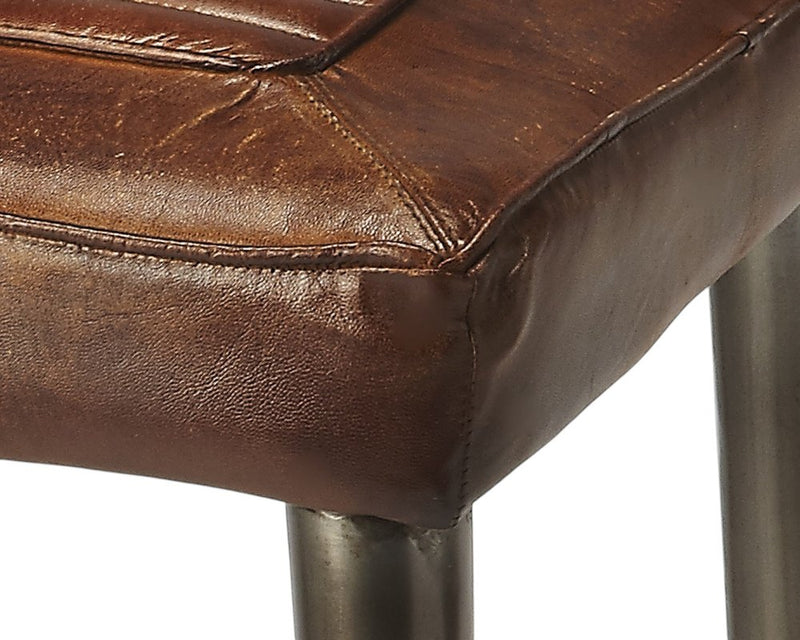 32" Brown and Gray Manufactured Wood and Iron Backless Counter Height Bar Chair