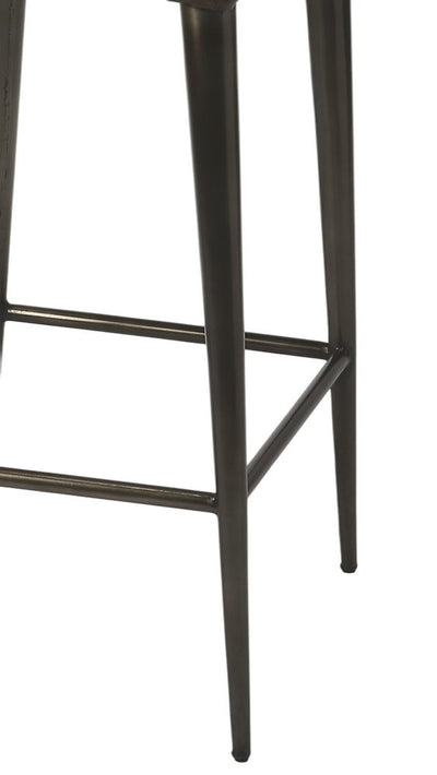 32" Brown and Black Manufactured Wood and Iron Bar Chair