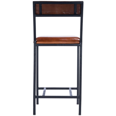 27" Brown and Black Manufactured Wood and Iron Bar Chair