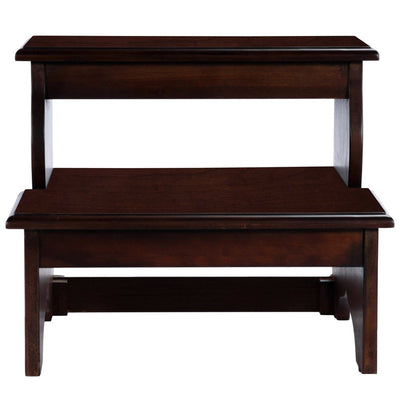 15" Dark Brown Solid Wood and Solid and Manufactured Wood Backless Bar Chair