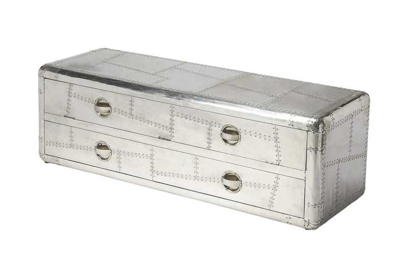 59" Silver Solid Wood Enclosed and Open Storage TV Stand