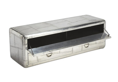 59" Silver Solid Wood Enclosed and Open Storage TV Stand