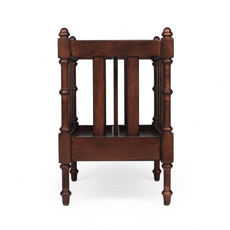 17" Brown Solid Wood Magazine Holder