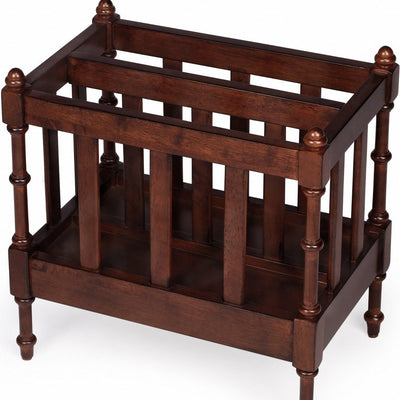 17" Brown Solid Wood Magazine Holder