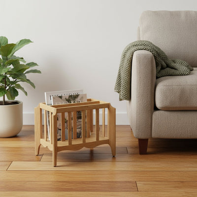 21" Natural Solid Wood Magazine Holder