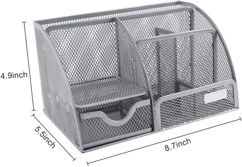9" Gray Metal Desk Organizer