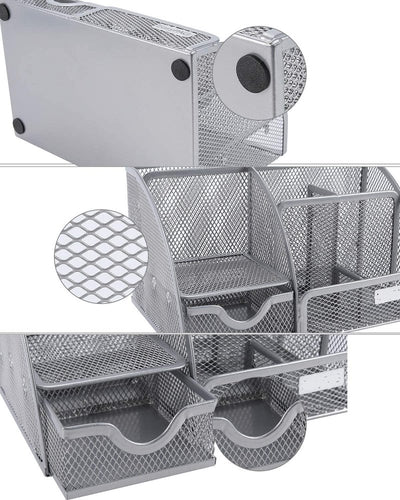 9" Gray Metal Desk Organizer