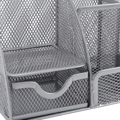9" Gray Metal Desk Organizer