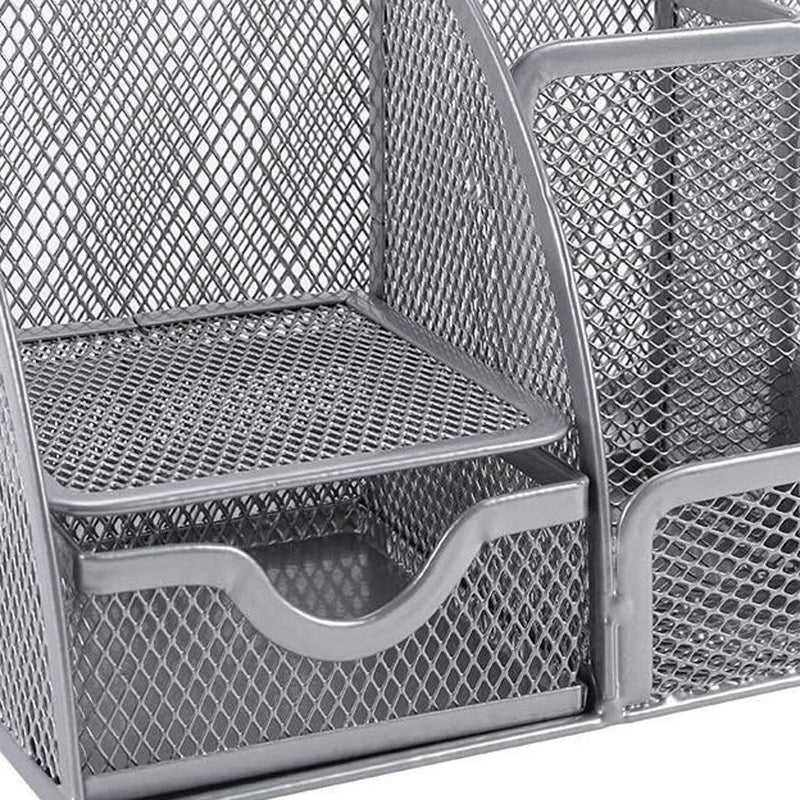9" Gray Metal Desk Organizer