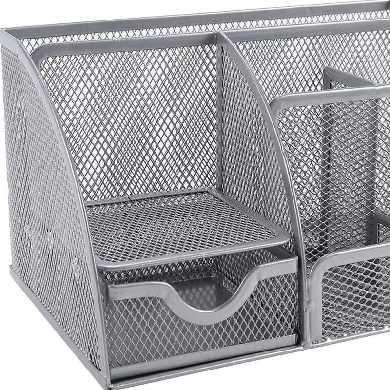 9" Gray Metal Desk Organizer