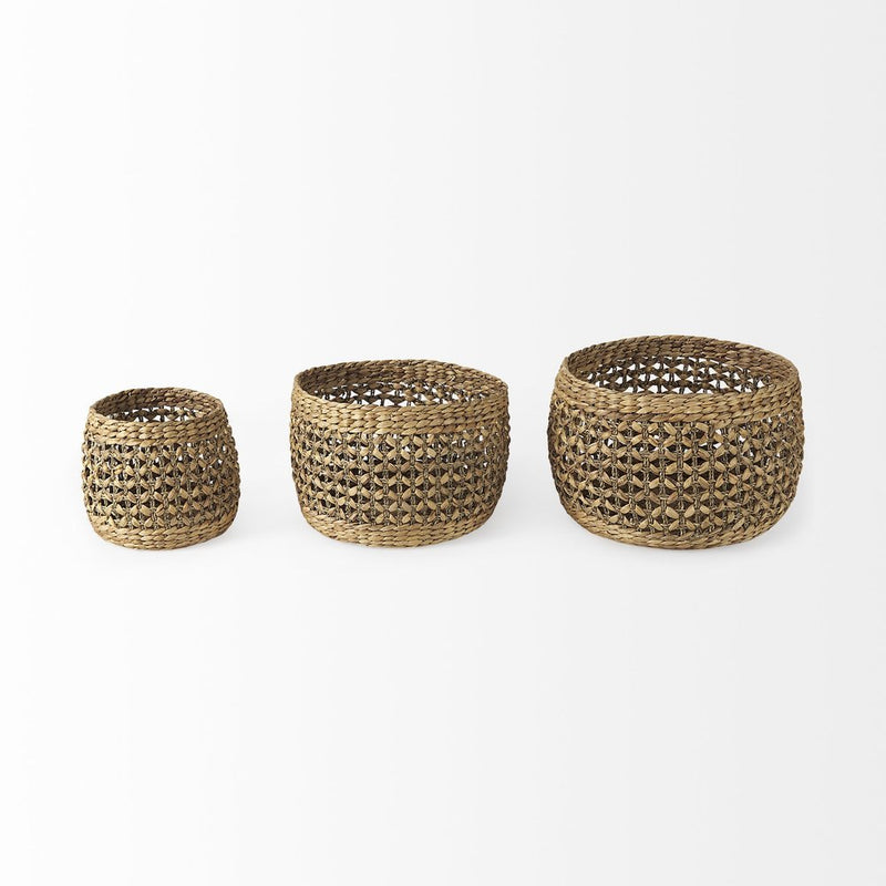 Set of Three Brown Wicker Basket