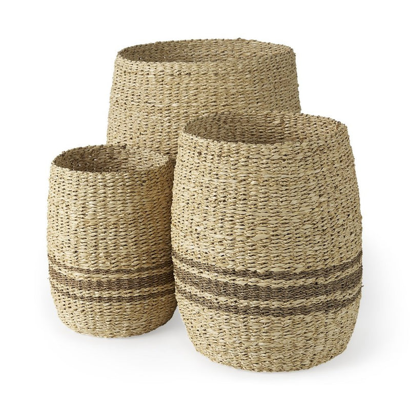 20" Brown And Natural Seagrass Basket