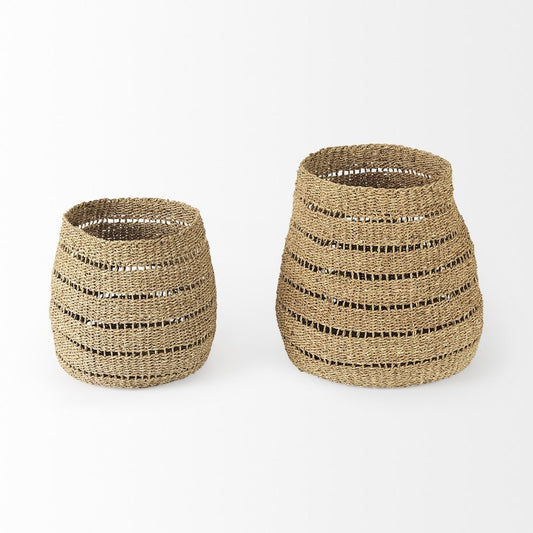 Set of Two Brown Wicker Basket