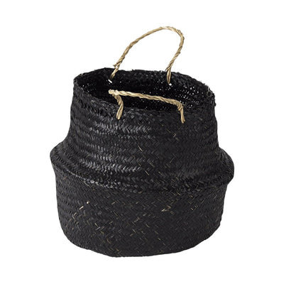 Set of Three Black Wicker Basket