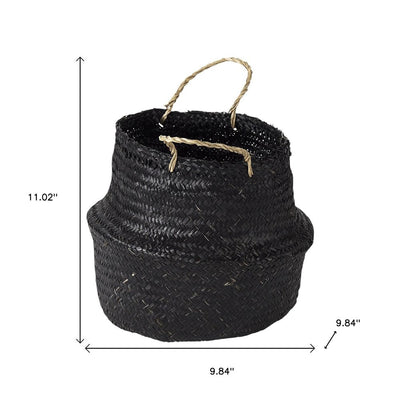 Set of Three Black Wicker Basket