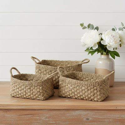 Set of Three Natural Wicker Basket