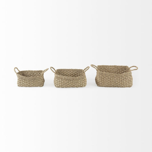 Set of Three Natural Wicker Basket