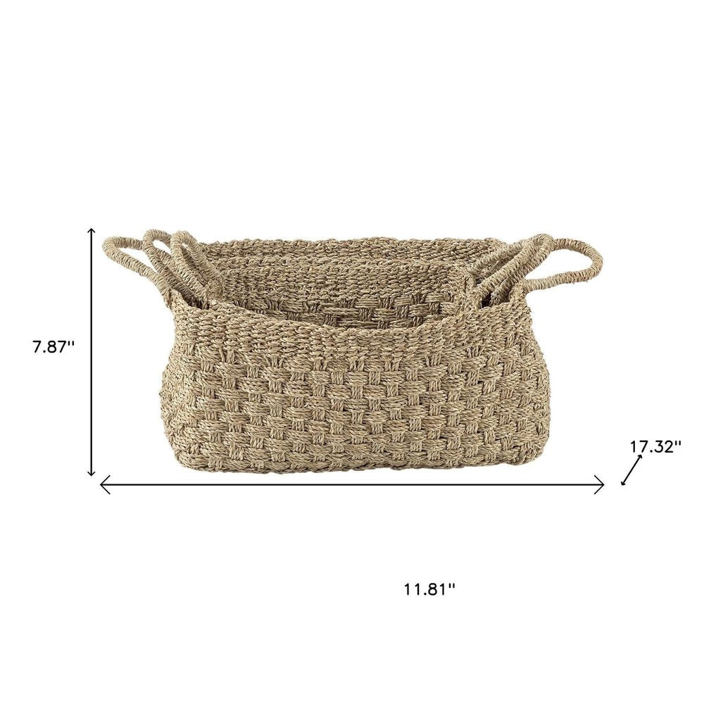 Set of Three Natural Wicker Basket