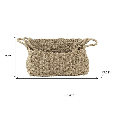 Set of Three Natural Wicker Basket