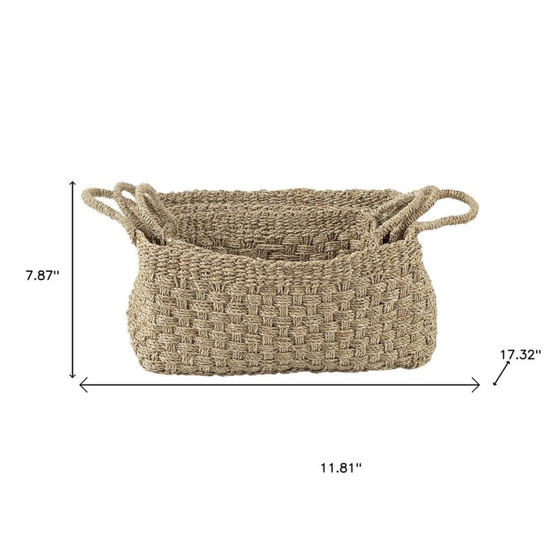 Set of Three Natural Wicker Basket