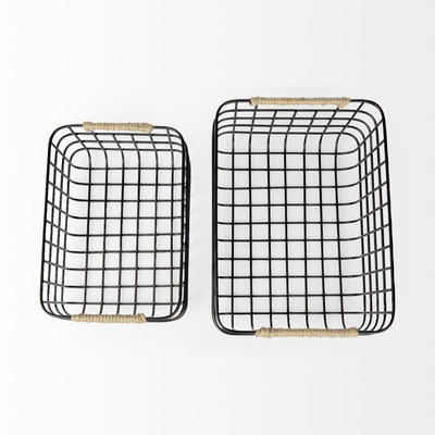 Set of Two Black Metal Basket