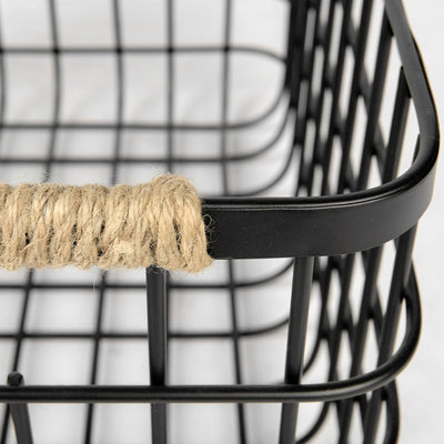 Set of Two Black Metal Basket