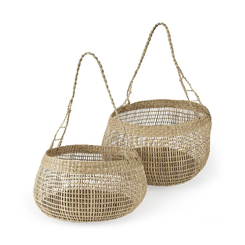 Set of Two Brown Wicker Basket