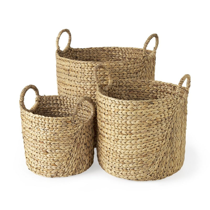 Set of Three Brown Wicker Basket