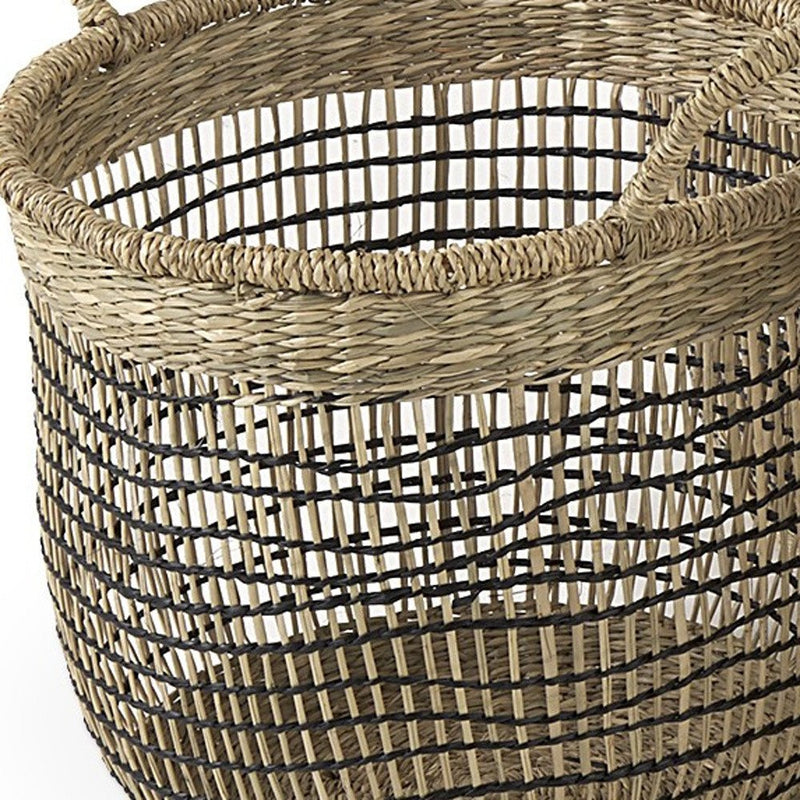 Set of Three Light Brown Wicker Basket