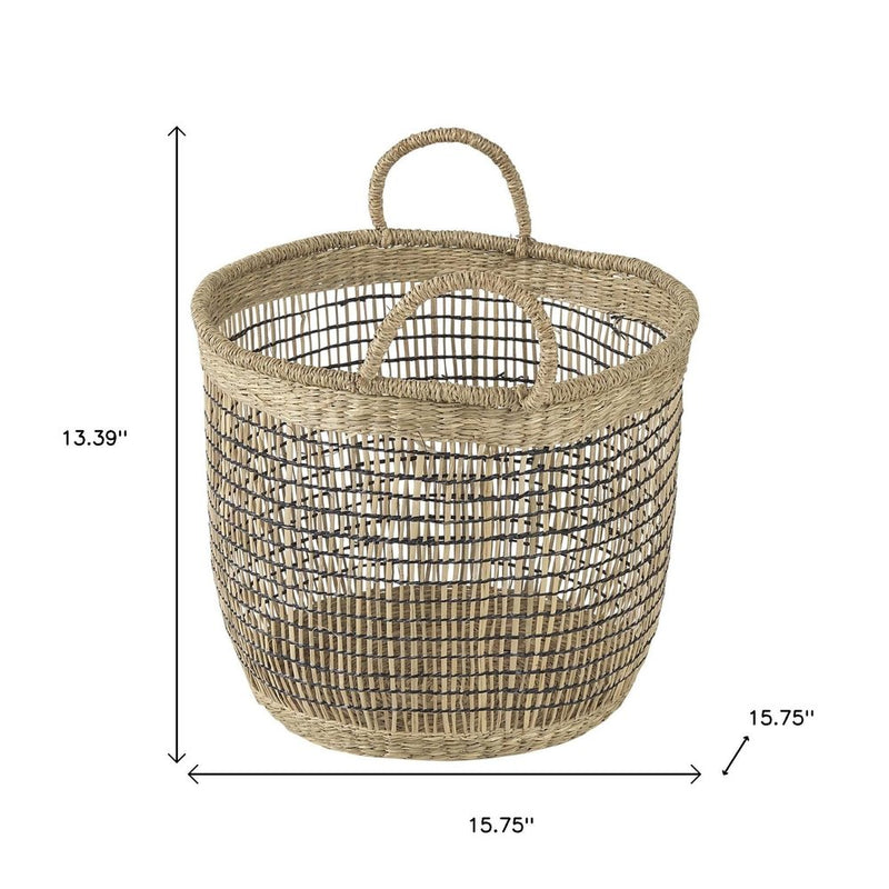 Set of Three Light Brown Wicker Basket