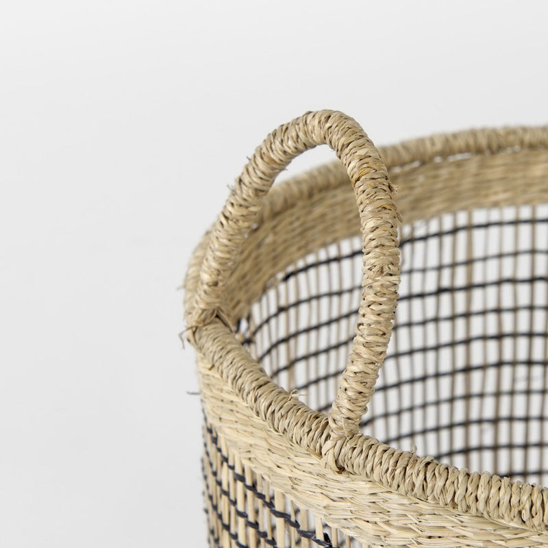 Set of Three Light Brown Wicker Basket