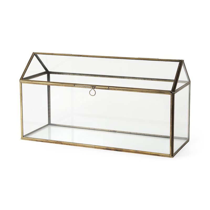 6" Clear And Gold Glass And Metal Box