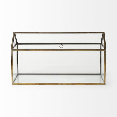 6" Clear And Gold Glass And Metal Box