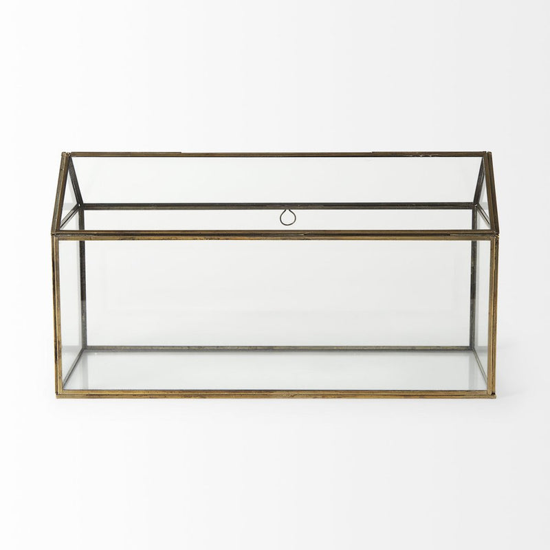 6" Clear And Gold Glass And Metal Box