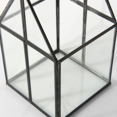 6" Black And Clear Glass And Metal Box