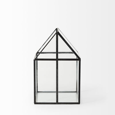 8" Black Glass Desk Organizer