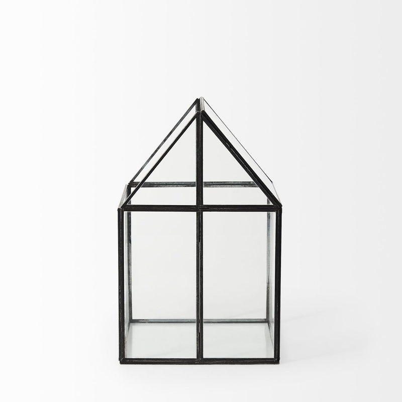 8" Black Glass Desk Organizer