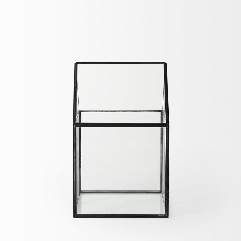 8" Black Glass Desk Organizer