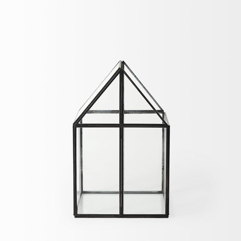 8" Black Glass Desk Organizer