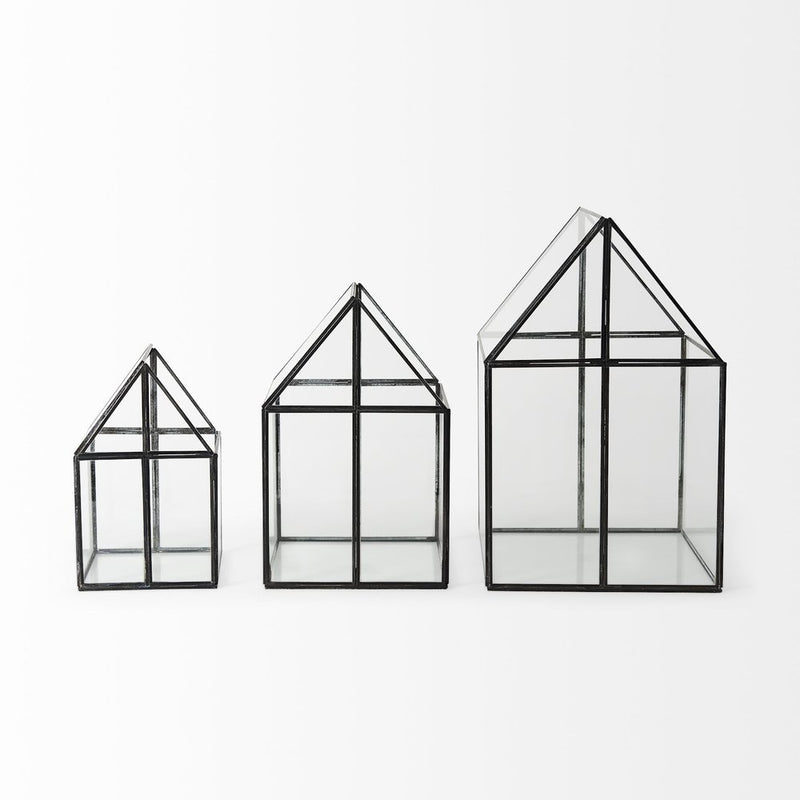 8" Black Glass Desk Organizer