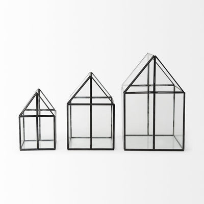 8" Black Glass Desk Organizer